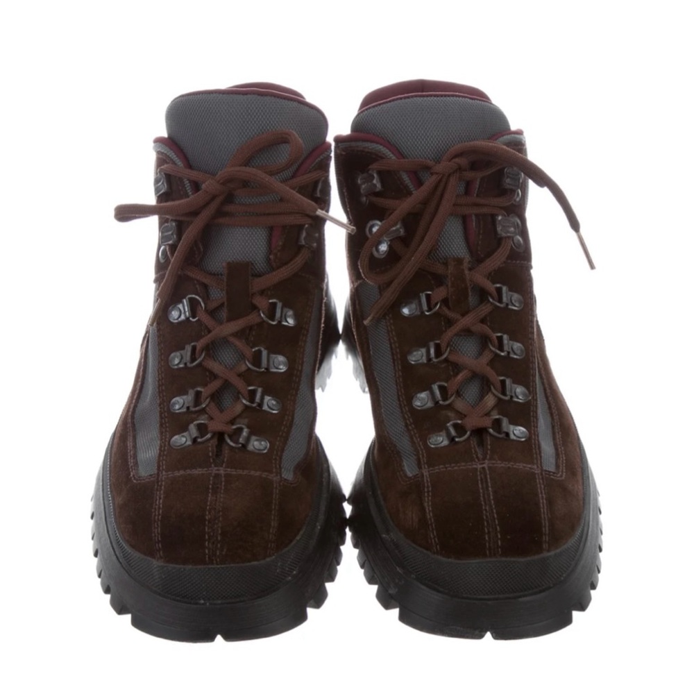 PRADA Suede & Nylon Lace Up Hiking Boots Brown EU 38 1/2 US Size 8 New - Picture 5 of 14